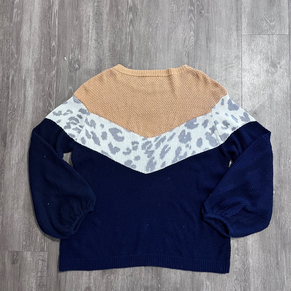 Hailey & Co Leopard/Navy/Tan Sweater